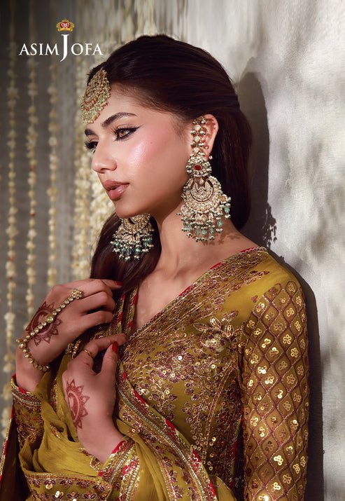 Asim Jofa | Luxury Festive 26 | AJULFE-02-Brand:Asim Jofa-Type:Ladies Clothes-Mustard-Chiffon-House of Maryam- Buy in UK, USA