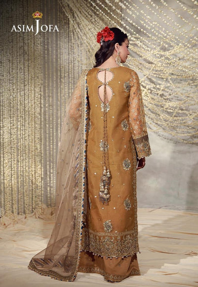 Asim Jofa | Luxury Festive 26 | AJULFE-03-Brand:Asim Jofa-Type:Ladies Clothes-Mustard Brown-Organza-House of Maryam- Buy in UK, USA