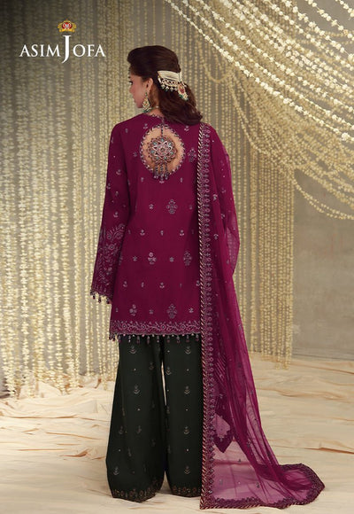 Asim Jofa | Luxury Festive 26 | AJULFE-05-Brand:Asim Jofa-Type:Ladies Clothes-Magenta-Raw Silk-House of Maryam- Buy in UK, USA