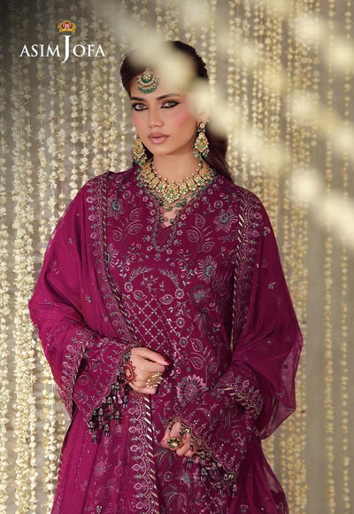 Asim Jofa | Luxury Festive 26 | AJULFE-05-Brand:Asim Jofa-Type:Ladies Clothes-Magenta-Raw Silk-House of Maryam- Buy in UK, USA