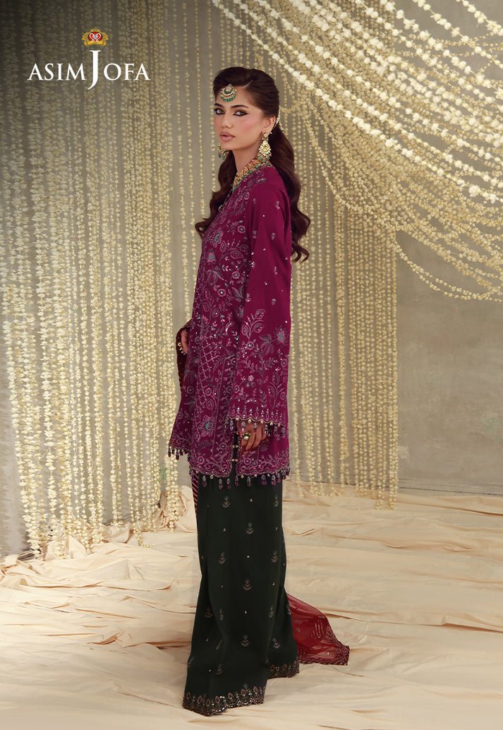 Asim Jofa | Luxury Festive 26 | AJULFE-05-Brand:Asim Jofa-Type:Ladies Clothes-Magenta-Raw Silk-House of Maryam- Buy in UK, USA