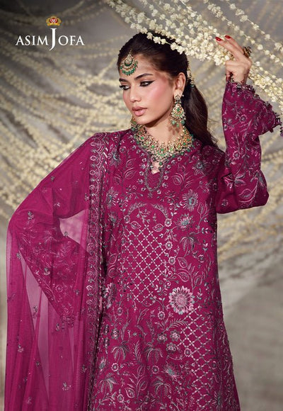 Asim Jofa | Luxury Festive 26 | AJULFE-05-Brand:Asim Jofa-Type:Ladies Clothes-Magenta-Raw Silk-House of Maryam- Buy in UK, USA