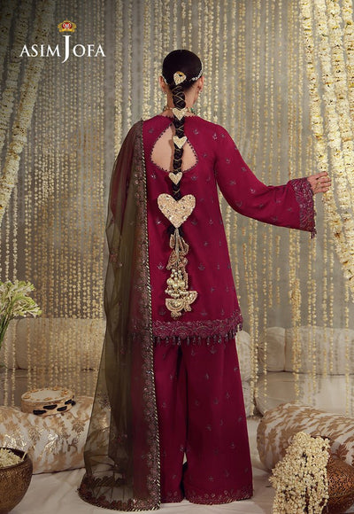 Asim Jofa | Luxury Festive 26 | AJULFE-06-Brand:Asim Jofa-Type:Ladies Clothes-Magenta-Raw Silk-House of Maryam- Buy in UK, USA