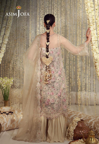 Asim Jofa | Luxury Festive 26 | AJULFE-07-Brand:Asim Jofa-Type:Ladies Clothes-Beige-Organza-House of Maryam- Buy in UK, USA