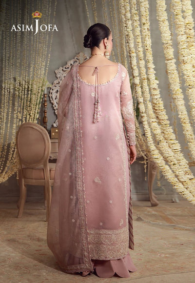 Asim Jofa | Luxury Festive 26 | AJULFE-09-Brand:Asim Jofa-Type:Ladies Clothes-Tea Pink-Javeria Net-House of Maryam- Buy in UK, USA