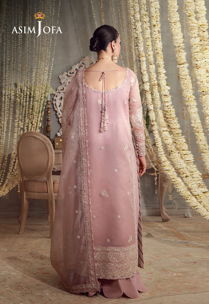 Asim Jofa | Luxury Festive 26 | AJULFE-09-Brand:Asim Jofa-Type:Ladies Clothes-Tea Pink-Javeria Net-House of Maryam- Buy in UK, USA