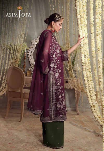 Asim Jofa | Luxury Festive 26 | AJULFE-11-Brand:Asim Jofa-Type:Ladies Clothes-Magenta-Chiffon-House of Maryam- Buy in UK, USA