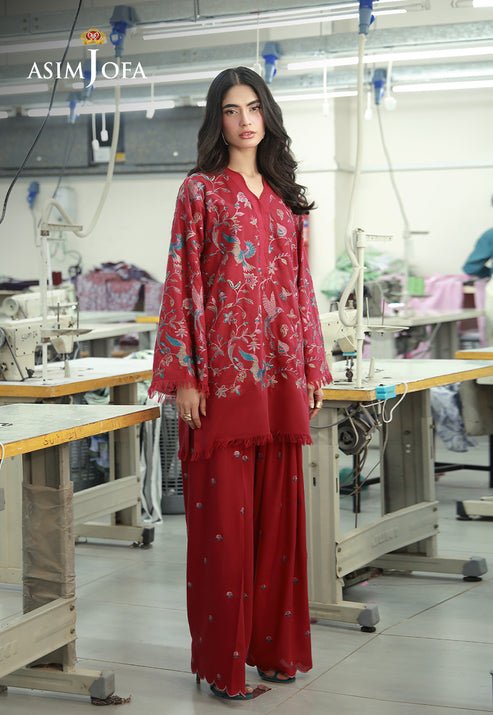 Asim Jofa | Luxury Pret | AJLPF-01-Brand:Asim Jofa-Type:Ladies Clothes-Maroon-Silk-House of Maryam- Buy in UK, USA