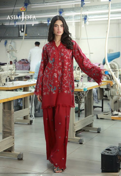 Asim Jofa | Luxury Pret | AJLPF-01-Brand:Asim Jofa-Type:Ladies Clothes-Maroon-Silk-House of Maryam- Buy in UK, USA