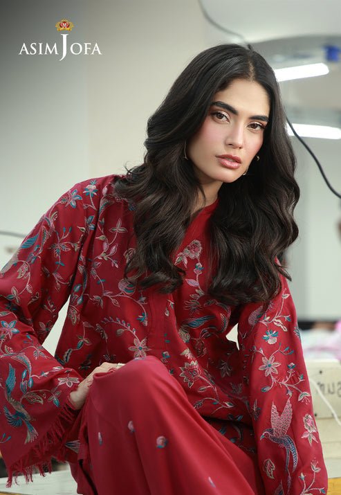 Asim Jofa | Luxury Pret | AJLPF-01-Brand:Asim Jofa-Type:Ladies Clothes-Maroon-Silk-House of Maryam- Buy in UK, USA