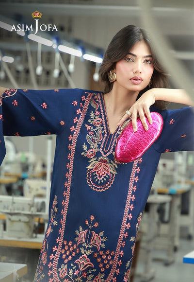 Asim Jofa | Luxury Pret | AJLPF-02-Brand:Asim Jofa-Type:Ladies Clothes-Midnight Blue-Raw Silk-House of Maryam- Buy in UK, USA