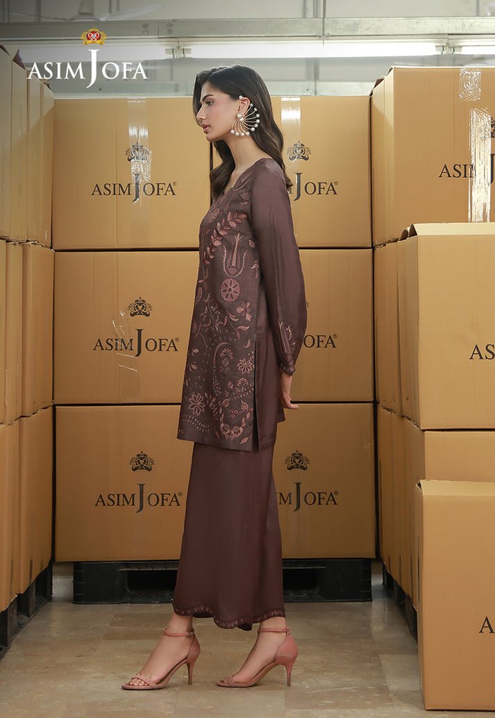 Asim Jofa | Luxury Pret | AJLPF-03-Brand:Asim Jofa-Type:Ladies Clothes-Chocolate Brown-Cotton Silk-House of Maryam- Buy in UK, USA
