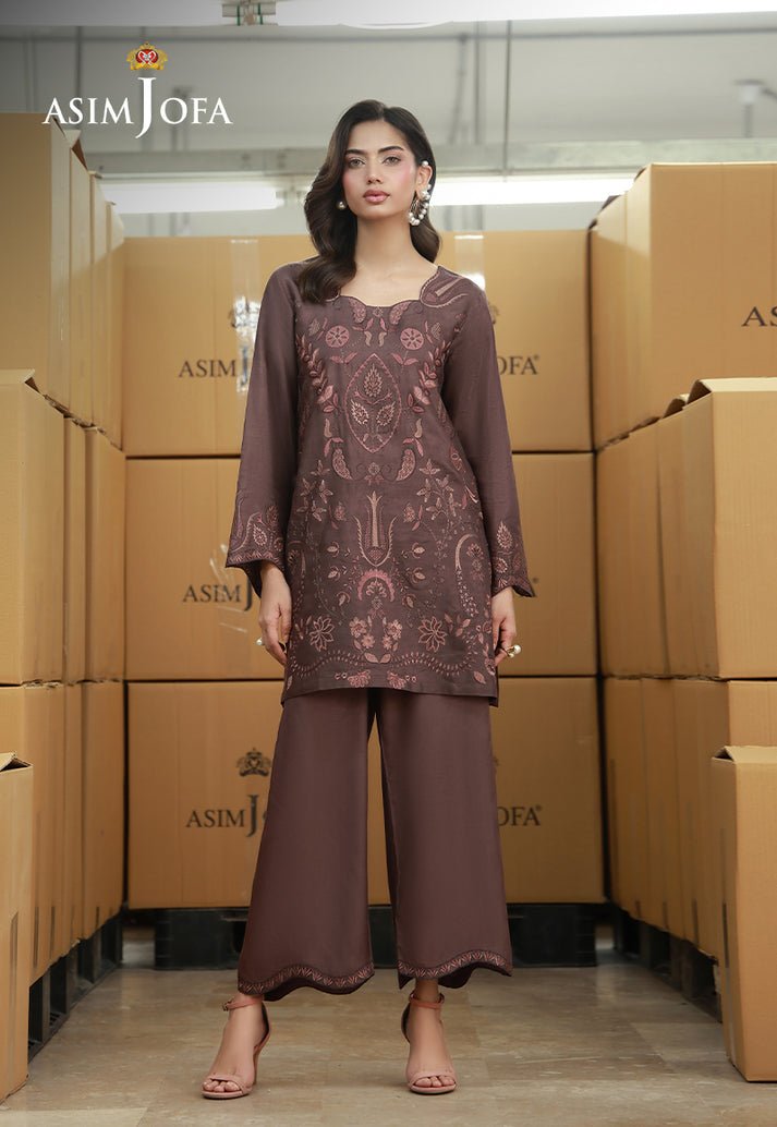 Asim Jofa | Luxury Pret | AJLPF-03-Brand:Asim Jofa-Type:Ladies Clothes-Chocolate Brown-Cotton Silk-House of Maryam- Buy in UK, USA