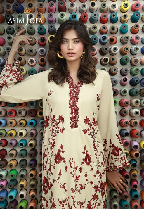 Asim Jofa | Luxury Pret | AJLPF-06-Brand:Asim Jofa-Type:Ladies Clothes-Cream-Silk-House of Maryam- Buy in UK, USA