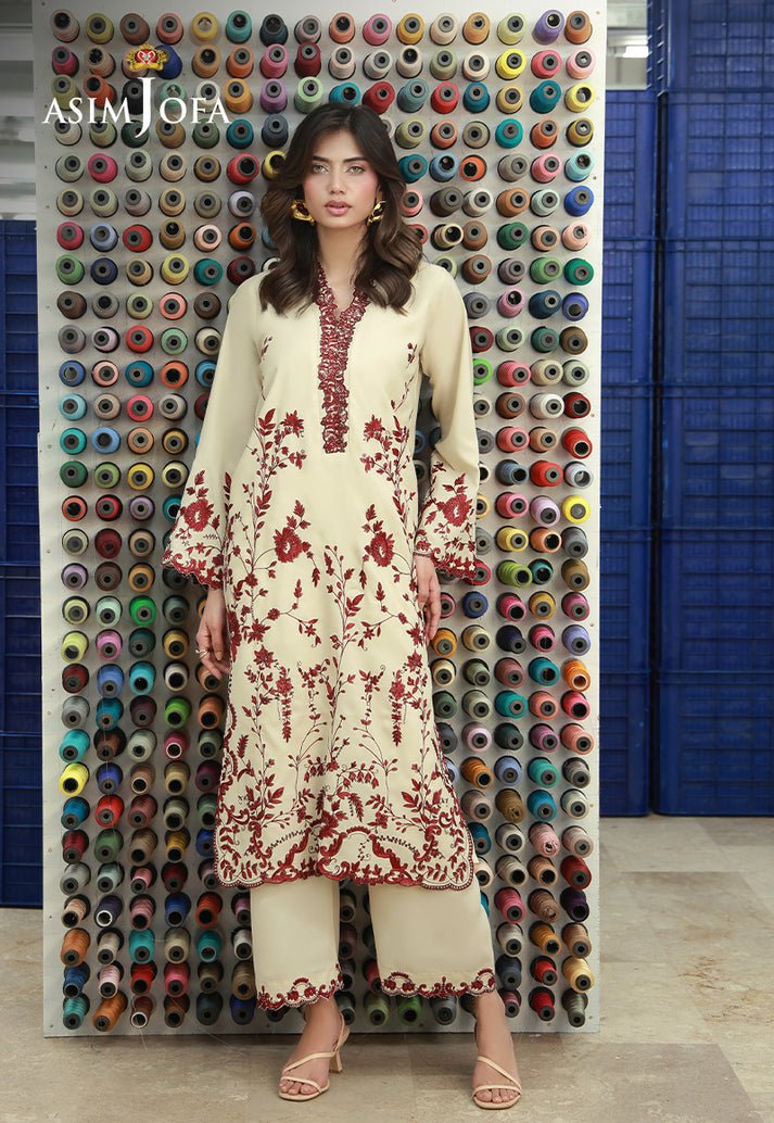 Asim Jofa | Luxury Pret | AJLPF-06-Brand:Asim Jofa-Type:Ladies Clothes-Cream-Silk-House of Maryam- Buy in UK, USA