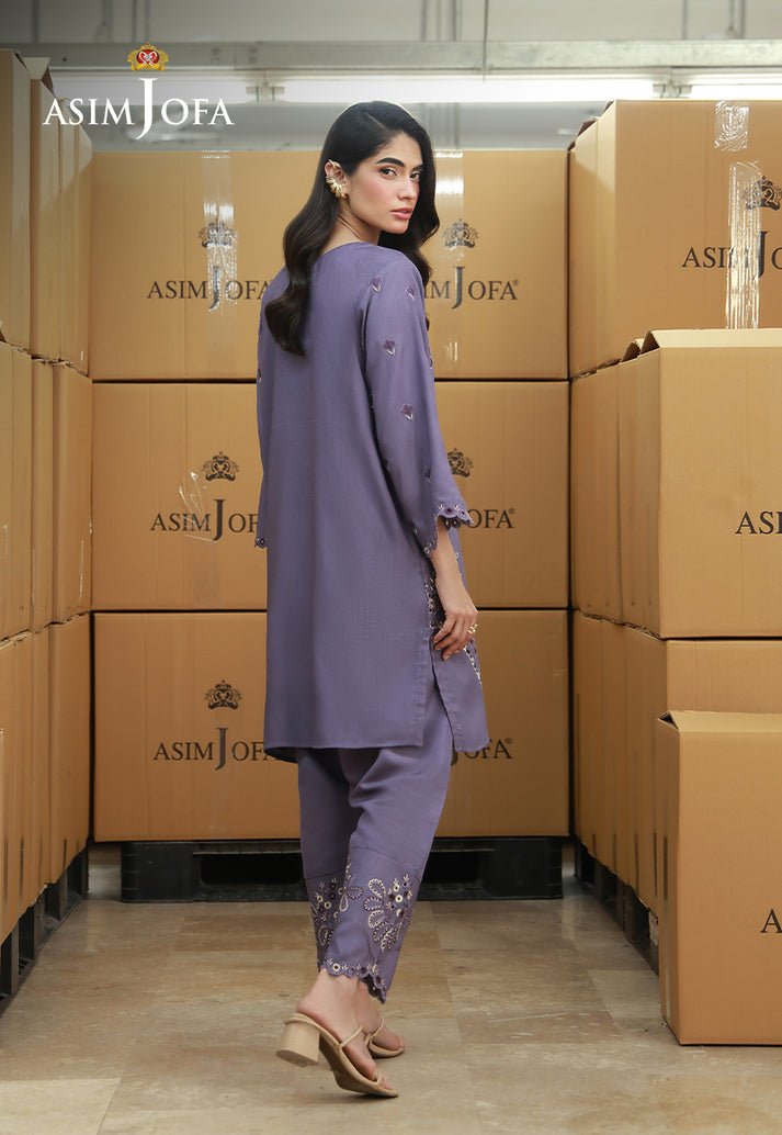 Asim Jofa | Luxury Pret | AJLPF-09-Brand:Asim Jofa-Type:Ladies Clothes-Lilac Gray-Raw Silk-House of Maryam- Buy in UK, USA