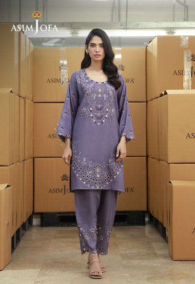 Asim Jofa | Luxury Pret | AJLPF-09-Brand:Asim Jofa-Type:Ladies Clothes-Lilac Gray-Raw Silk-House of Maryam- Buy in UK, USA