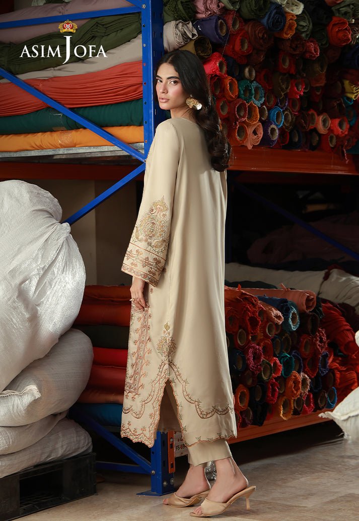 Asim Jofa | Luxury Pret | AJLPF-10-Brand:Asim Jofa-Type:Ladies Clothes-Beige-Boski Silk-House of Maryam- Buy in UK, USA