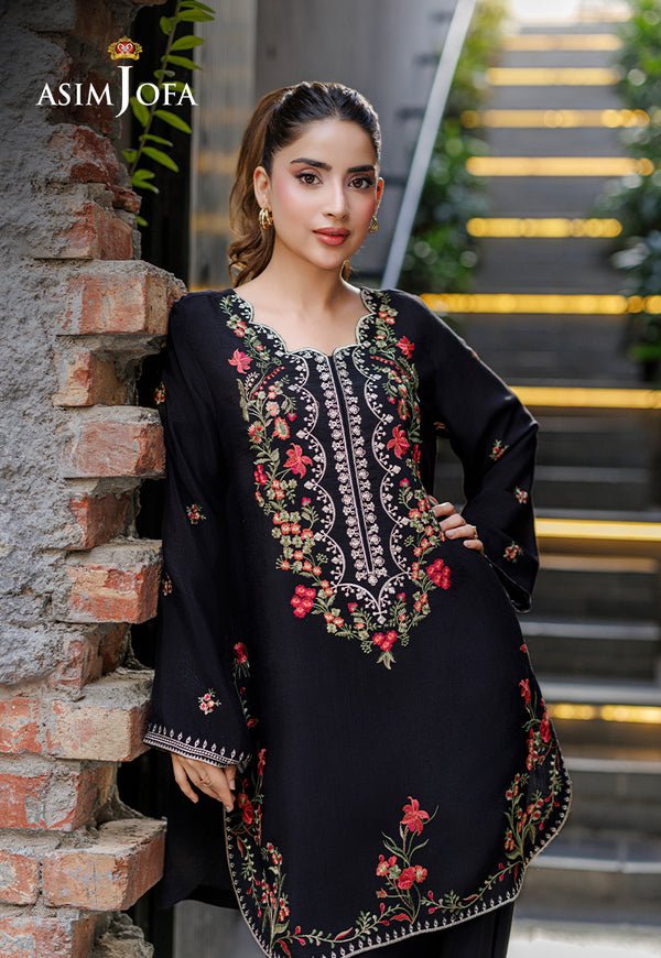 Asim Jofa | Luxury Pret | AJPB-303-Brand:Asim Jofa-Type:Ladies Clothes-Black-Raw Silk-House of Maryam- Buy in UK, USA