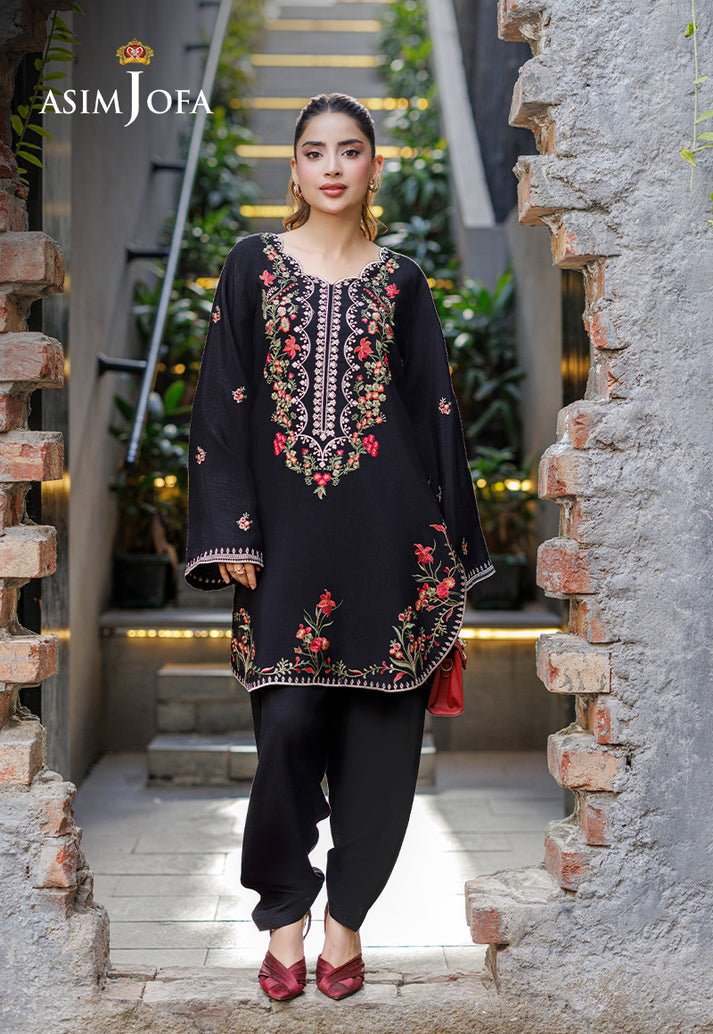 Asim Jofa | Luxury Pret | AJPB-303-Brand:Asim Jofa-Type:Ladies Clothes-Black-Raw Silk-House of Maryam- Buy in UK, USA