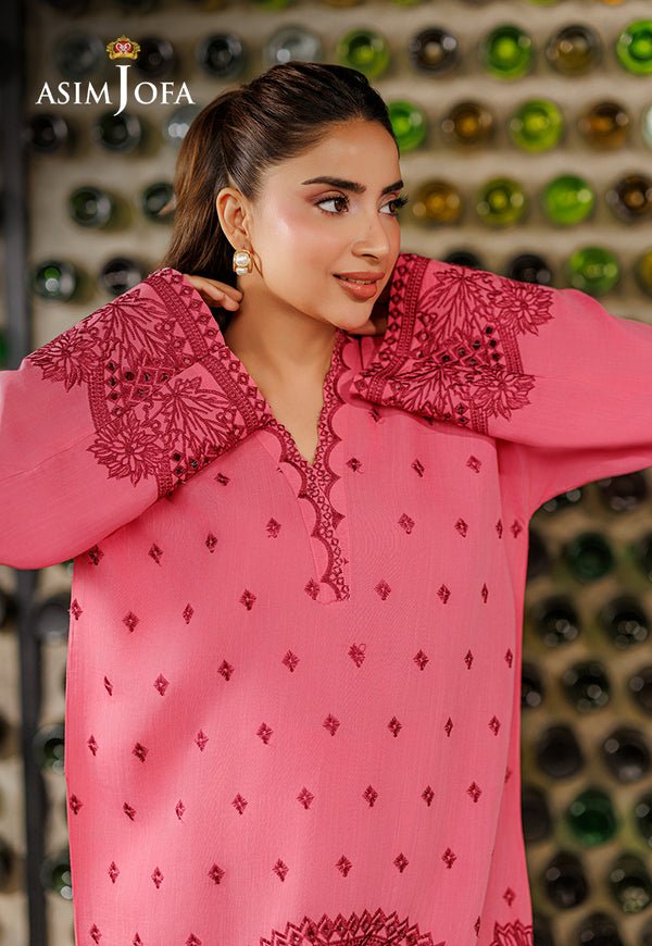 Asim Jofa | Luxury Pret | AJPB-316-Brand:Asim Jofa-Type:Ladies Clothes-Candy Pink-Raw Silk-House of Maryam- Buy in UK, USA