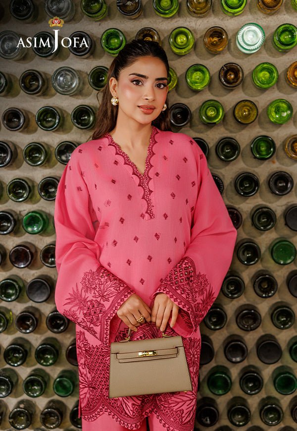 Asim Jofa | Luxury Pret | AJPB-316-Brand:Asim Jofa-Type:Ladies Clothes-Candy Pink-Raw Silk-House of Maryam- Buy in UK, USA