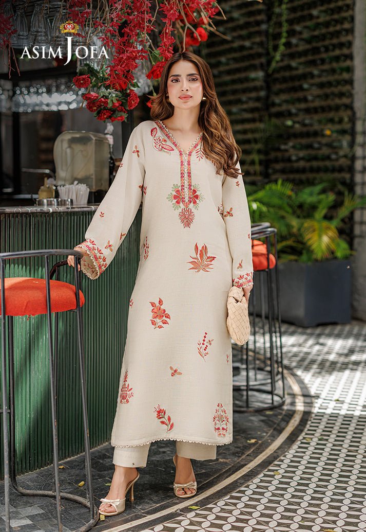 Asim Jofa | Luxury Pret | AJPB-341-Brand:Asim Jofa-Type:Ladies Clothes-Beige-Dobby-House of Maryam- Buy in UK, USA