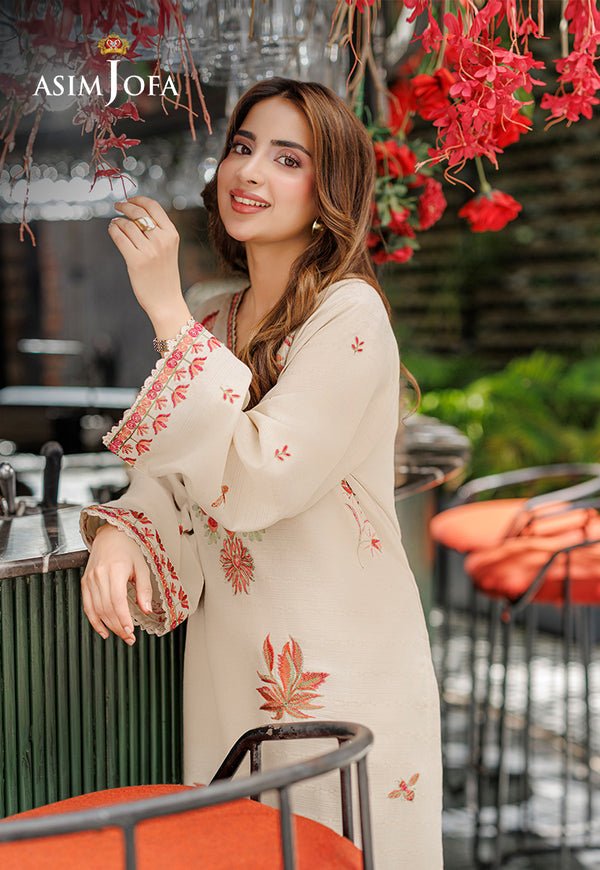 Asim Jofa | Luxury Pret | AJPB-341-Brand:Asim Jofa-Type:Ladies Clothes-Beige-Dobby-House of Maryam- Buy in UK, USA