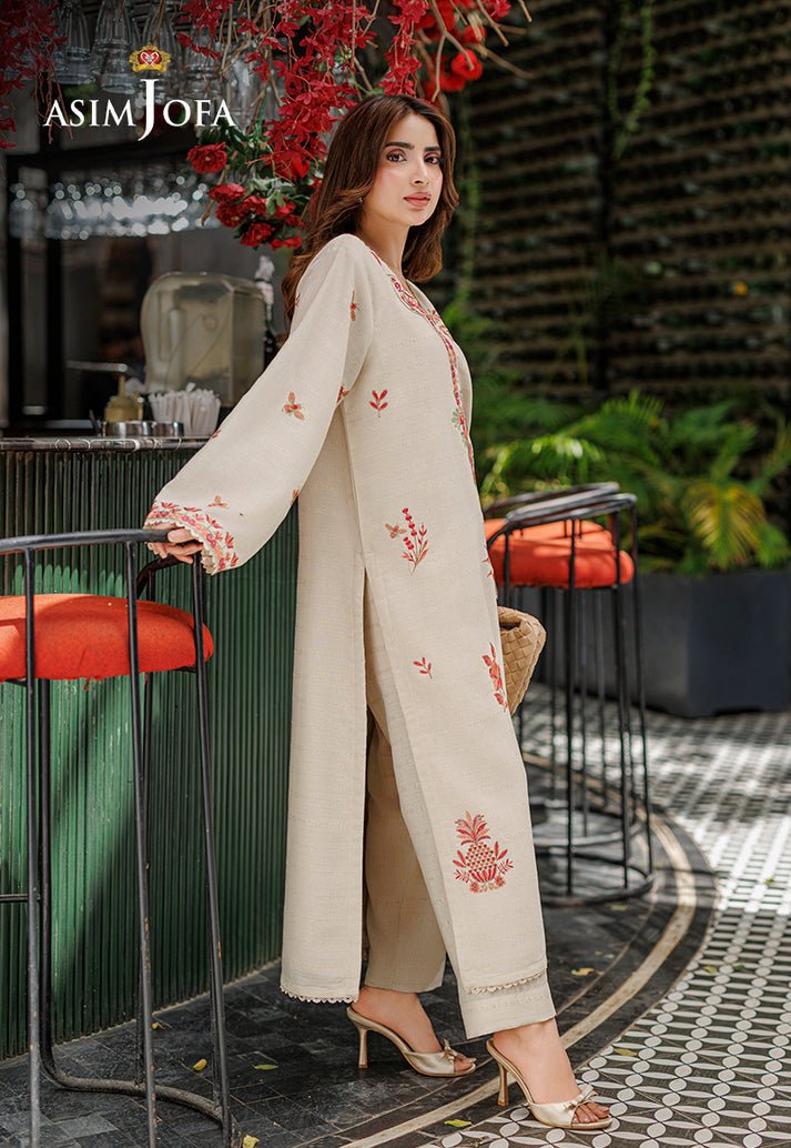 Asim Jofa | Luxury Pret | AJPB-341-Brand:Asim Jofa-Type:Ladies Clothes-Beige-Dobby-House of Maryam- Buy in UK, USA