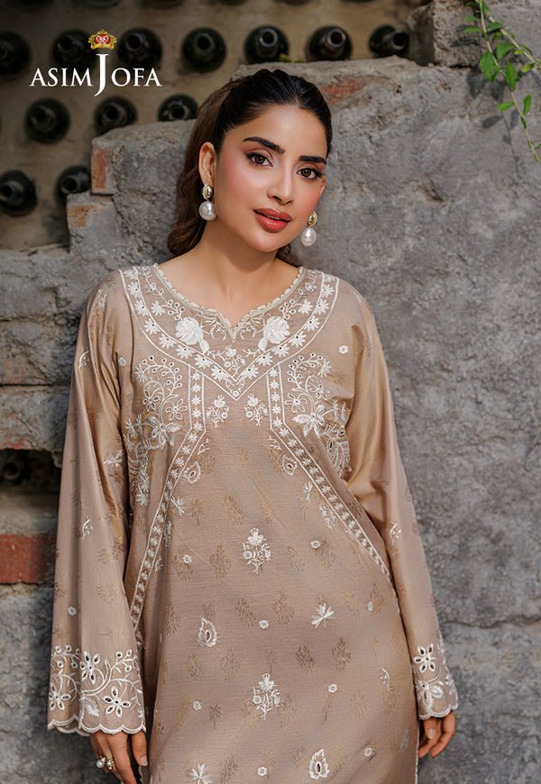 Asim Jofa | Luxury Pret | AJPB-342-Brand:Asim Jofa-Type:Ladies Clothes-Beige-Jacquard-House of Maryam- Buy in UK, USA