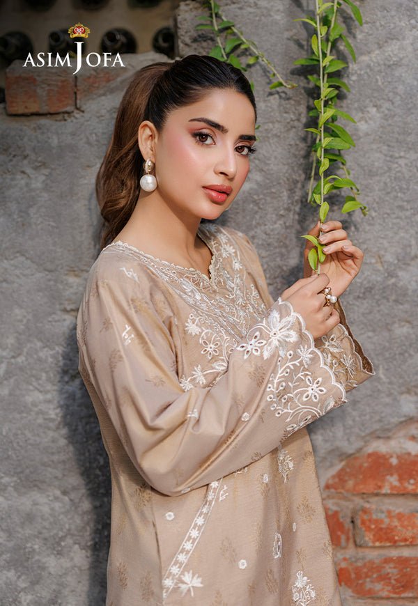 Asim Jofa | Luxury Pret | AJPB-342-Brand:Asim Jofa-Type:Ladies Clothes-Beige-Jacquard-House of Maryam- Buy in UK, USA