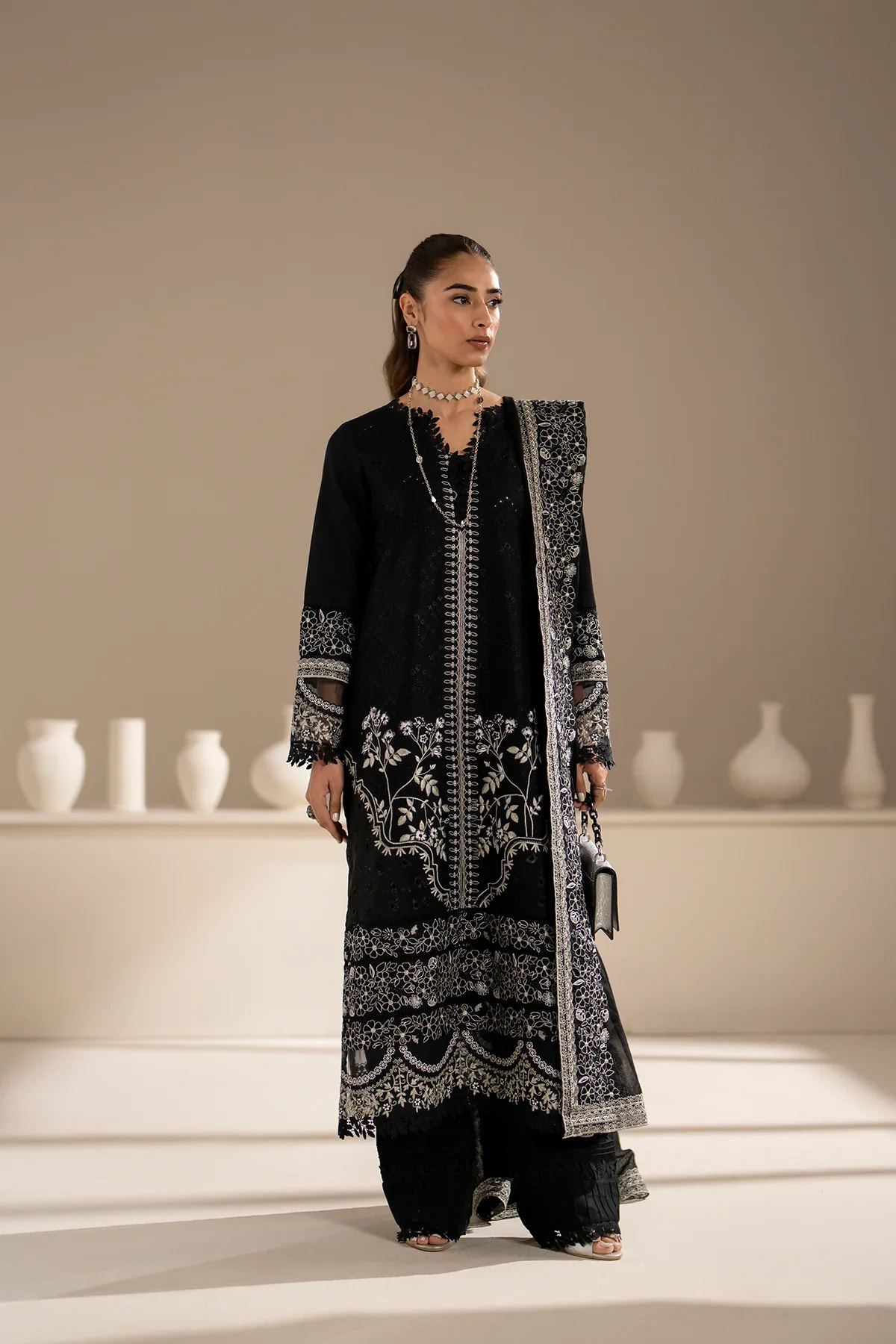 Azzal | Aghaaz Luxury Lawn | Siyah -  Azzal Luxury - Original Designer Dress - House of Maryam