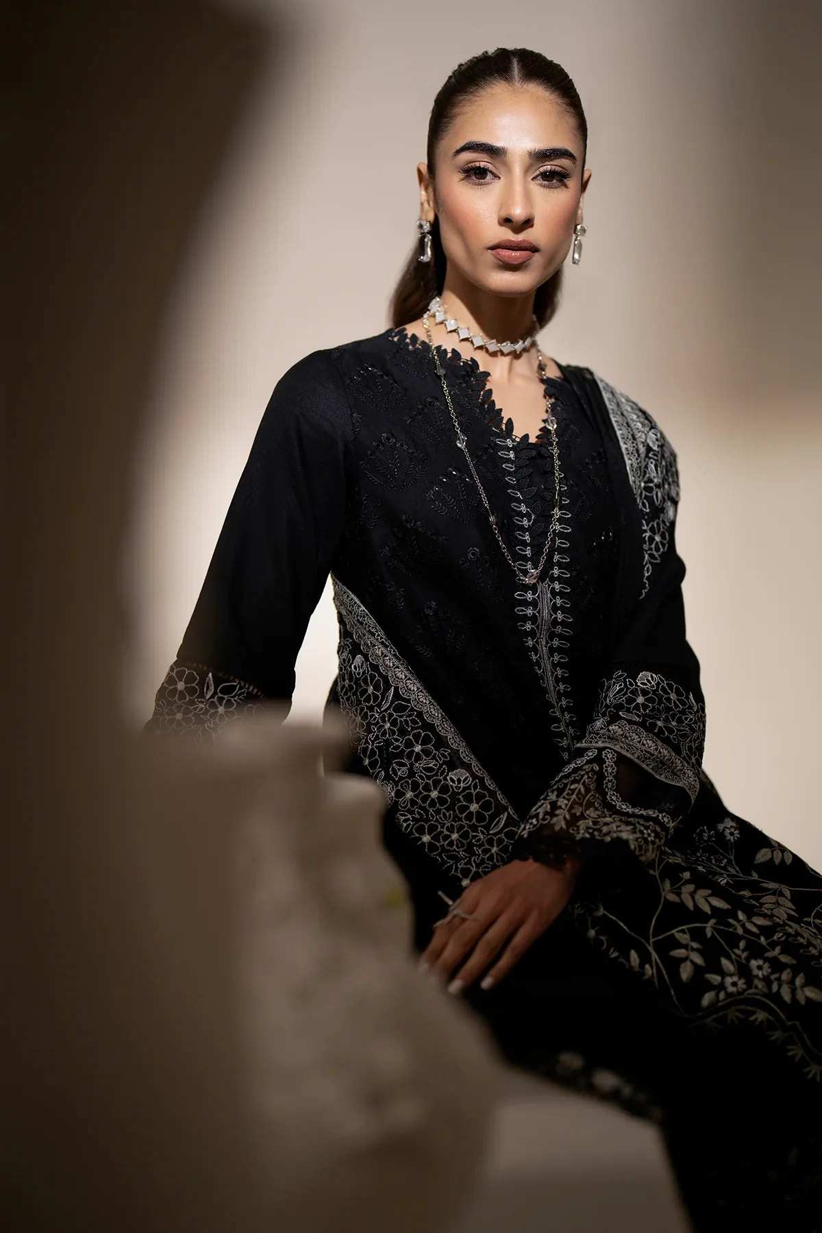 Azzal | Aghaaz Luxury Lawn | Siyah -  Azzal Luxury - Original Designer Dress - House of Maryam