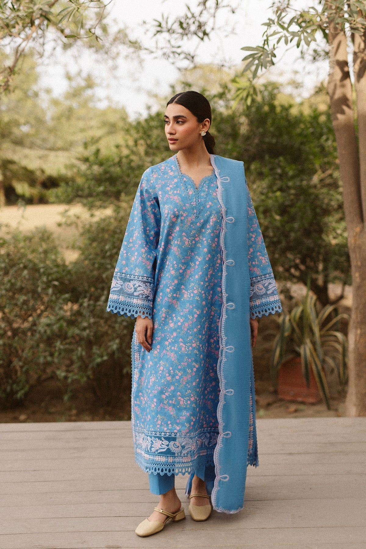 Ayzel | The Bare Minimum | Brielle-Brand:Ayzel-Type:Ladies Clothes-Denium Blue-Lawn-House of Maryam- Buy in UK, USA