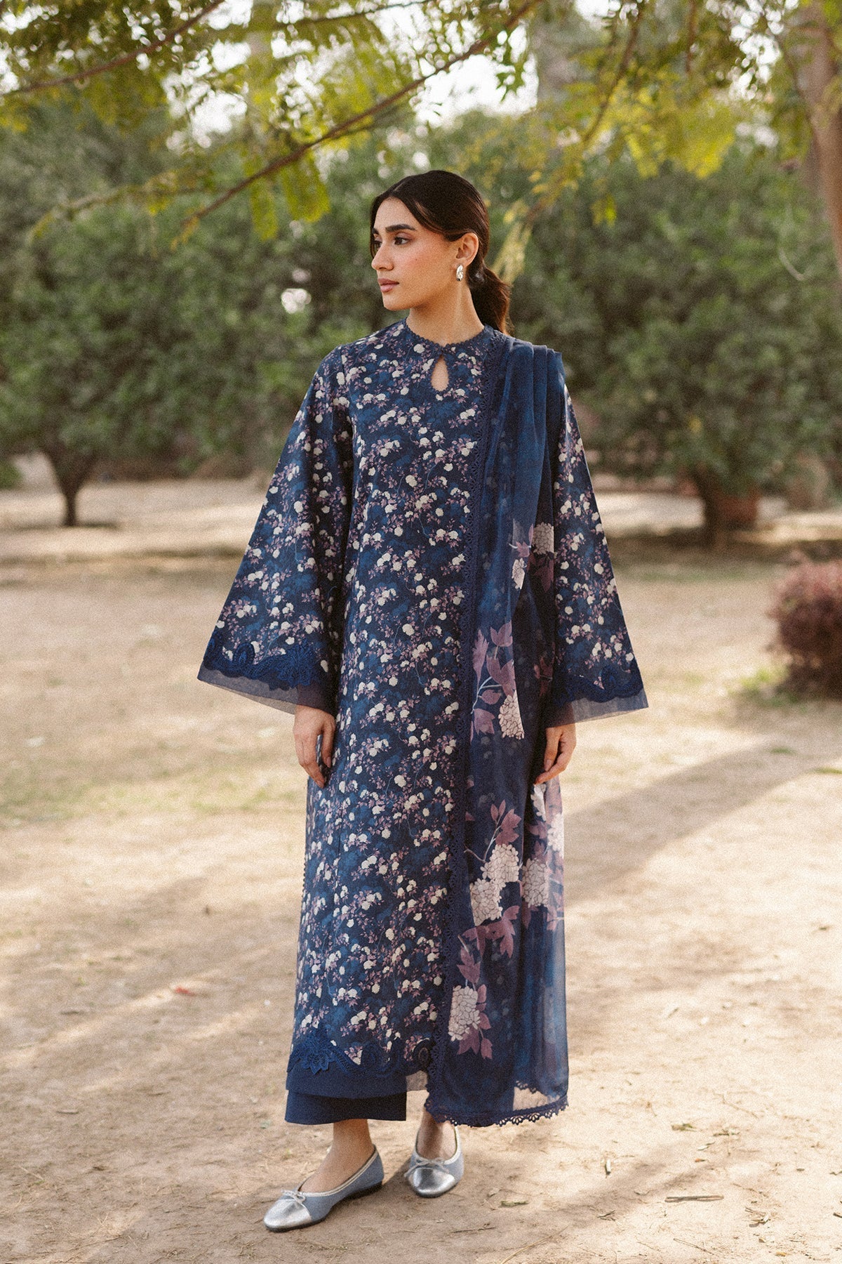 Ayzel | The Bare Minimum | Evana-Brand:Ayzel-Type:Ladies Clothes-Navy Blue-Lawn-House of Maryam- Buy in UK, USA