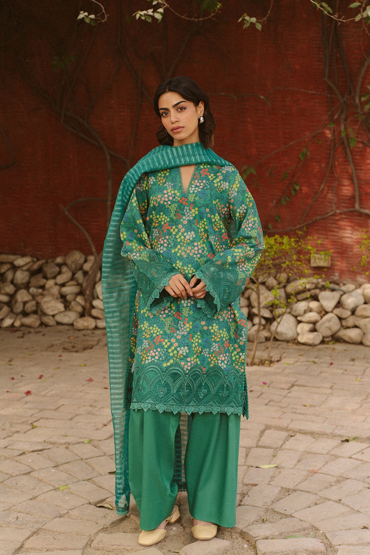 Ayzel | The Bare Minimum | Sanya-Brand:Ayzel-Type:Ladies Clothes-Green-Lawn-House of Maryam- Buy in UK, USA