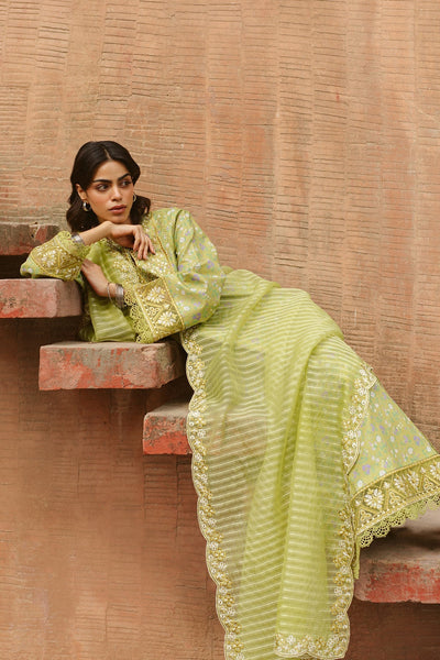 Ayzel | The Bare Minimum | Verda-Brand:Ayzel-Type:Ladies Clothes-Apple Green-Lawn-House of Maryam- Buy in UK, USA