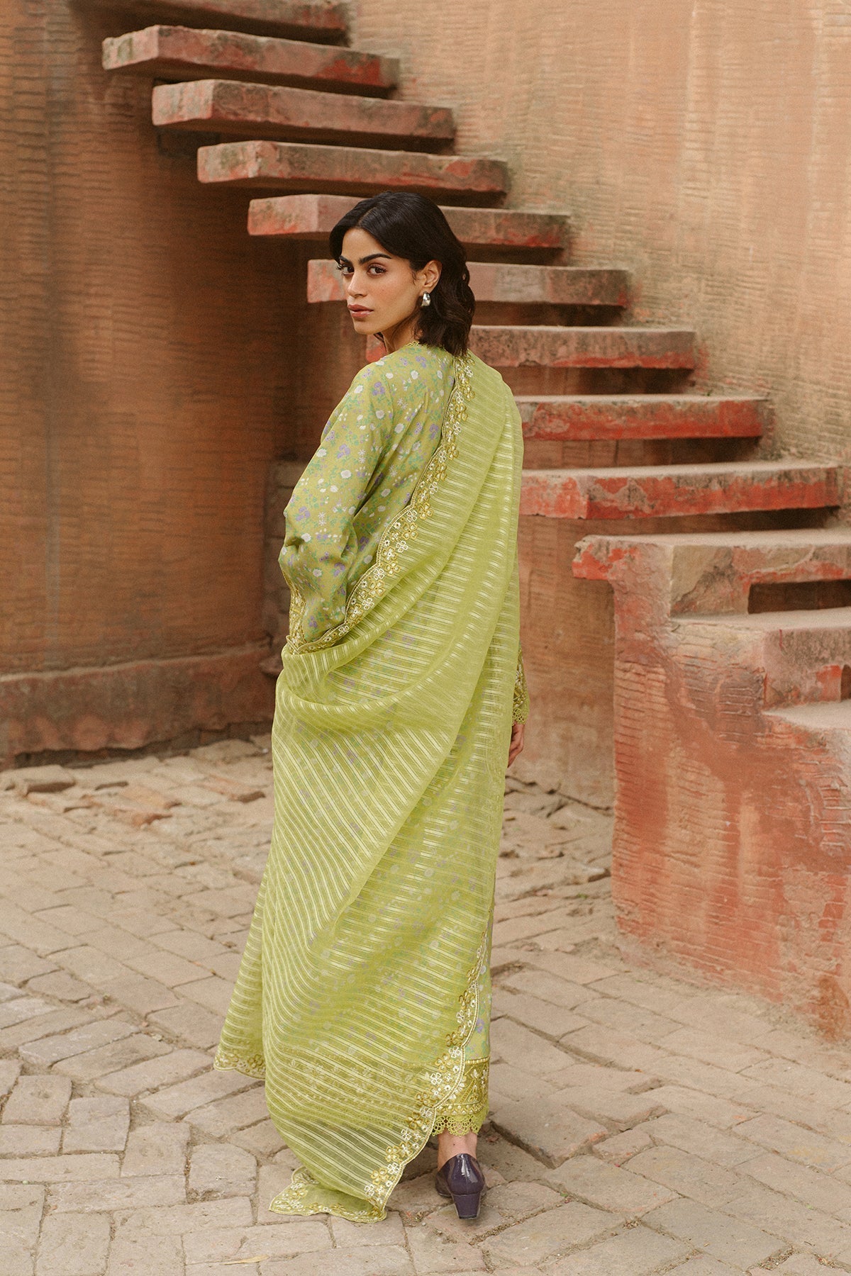 Ayzel | The Bare Minimum | Verda-Brand:Ayzel-Type:Ladies Clothes-Apple Green-Lawn-House of Maryam- Buy in UK, USA