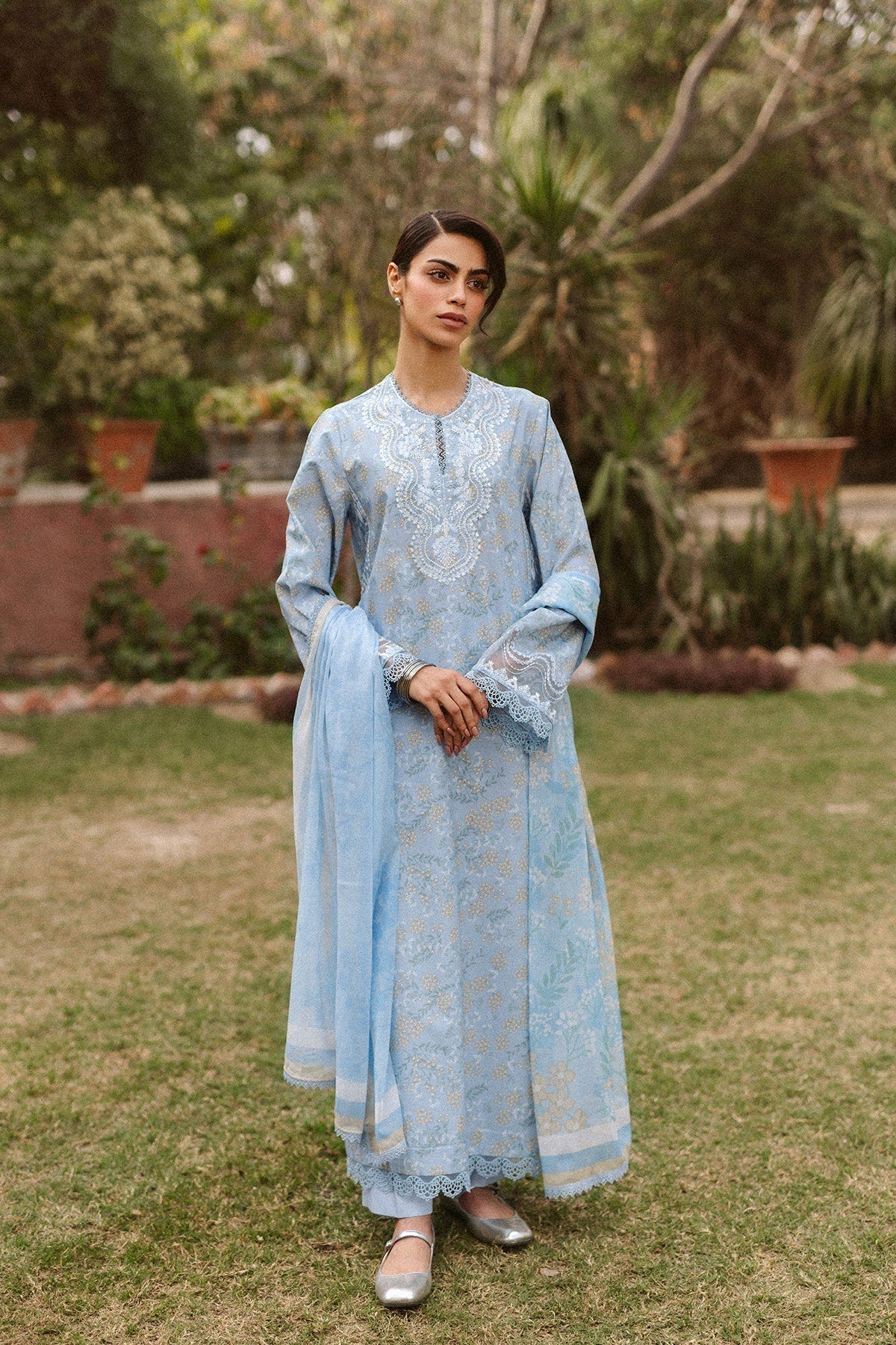 Ayzel | The Bare Minimum | Vezia-Brand:Ayzel-Type:Ladies Clothes-Sky Blue-Lawn-House of Maryam- Buy in UK, USA