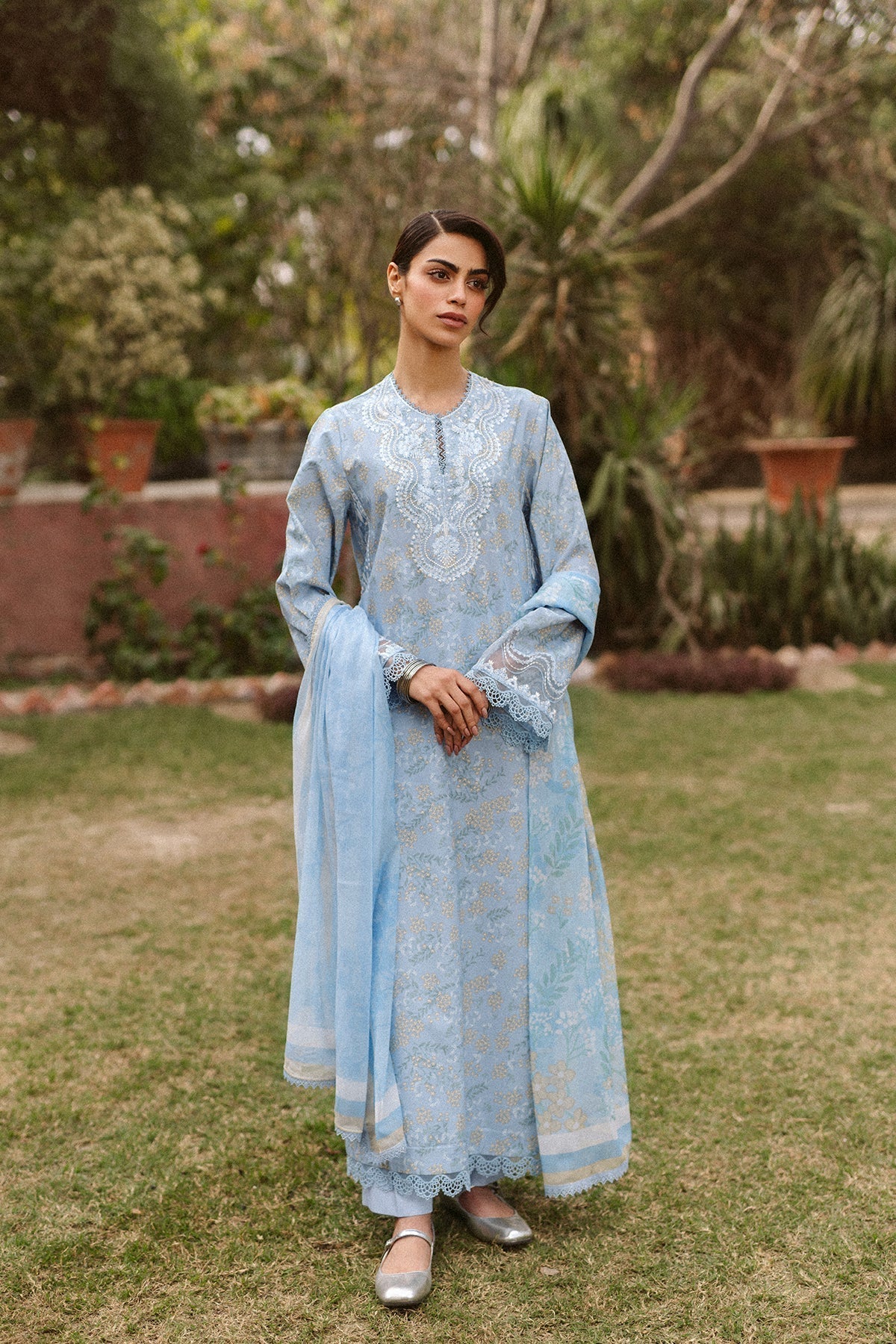 Ayzel | The Bare Minimum | Vezia-Brand:Ayzel-Type:Ladies Clothes-Sky Blue-Lawn-House of Maryam- Buy in UK, USA