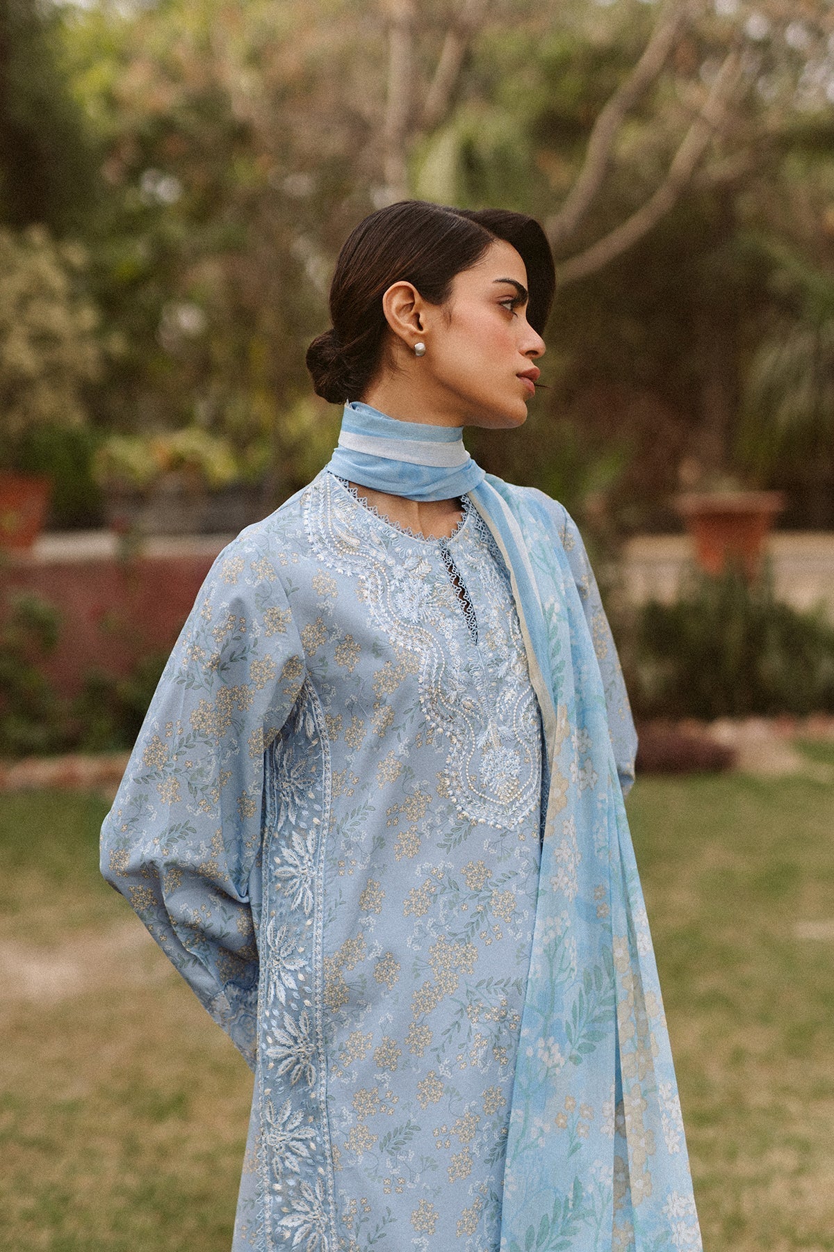 Ayzel | The Bare Minimum | Vezia-Brand:Ayzel-Type:Ladies Clothes-Sky Blue-Lawn-House of Maryam- Buy in UK, USA