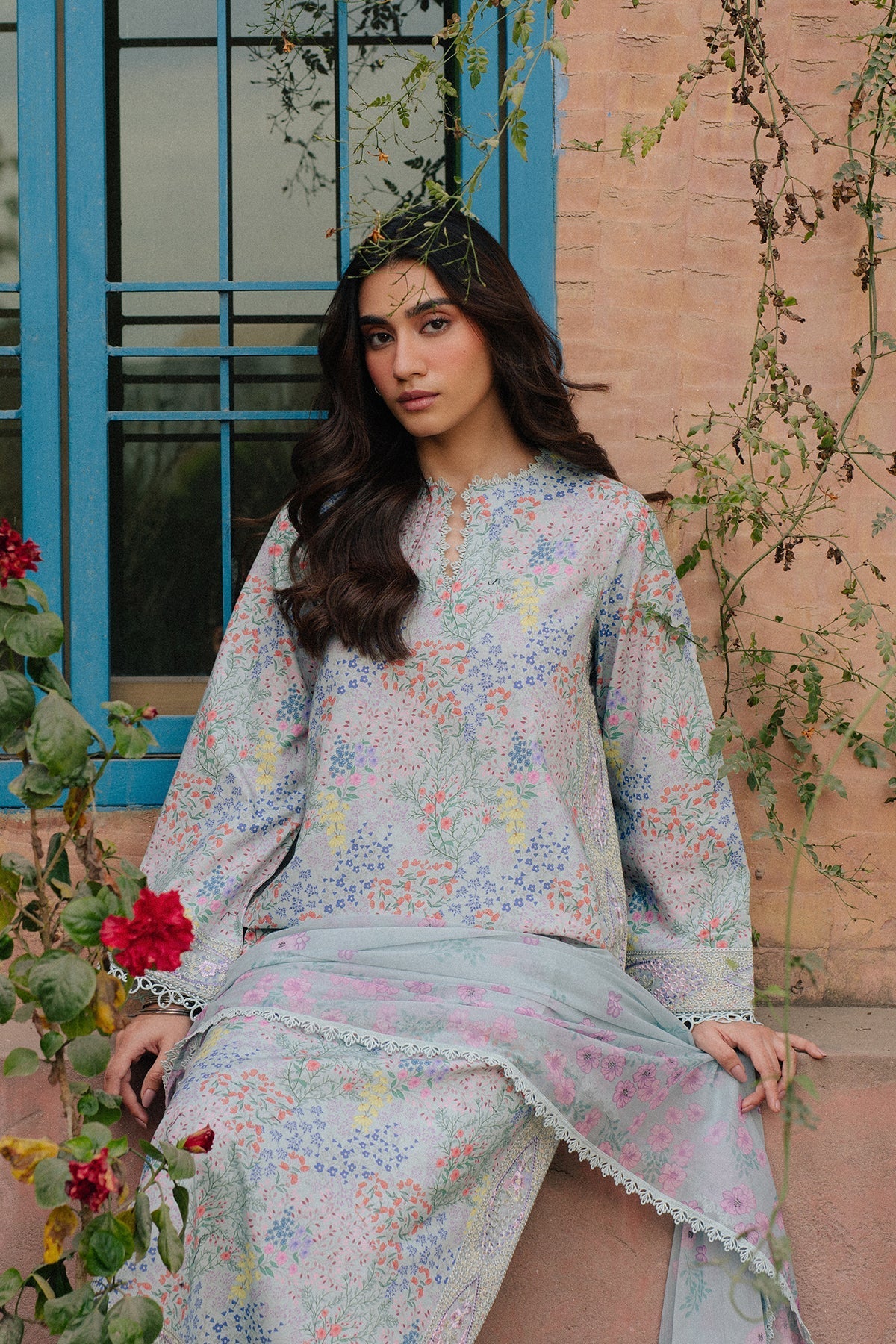 Ayzel | The Bare Minimum | Vivezza-Brand:Ayzel-Type:Ladies Clothes-Pastel Blue-Lawn-House of Maryam- Buy in UK, USA