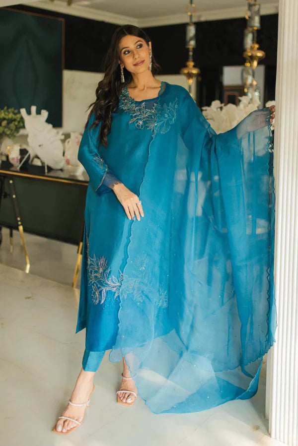 Jeem | Luxury Pret | AZURE TEAL by Designer Jeem - House of Maryam - Pakistani Designer Ethnic Wear in {{ shop.shopifyCountryName }}