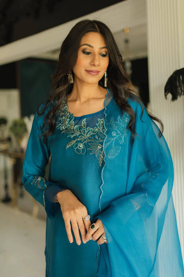 Jeem | Luxury Pret | AZURE TEAL by Designer Jeem - House of Maryam - Pakistani Designer Ethnic Wear in {{ shop.shopifyCountryName }}