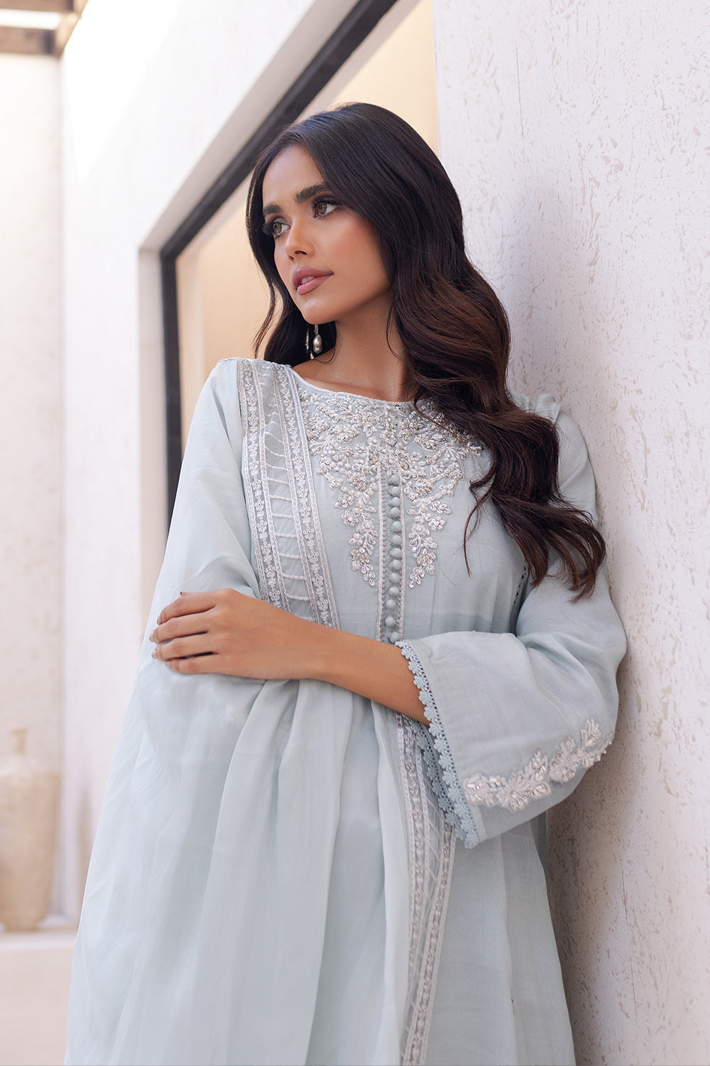 Azure | Ensembles Embroidered Formals | Moss Melody -  Azure Formal -  House of Maryam