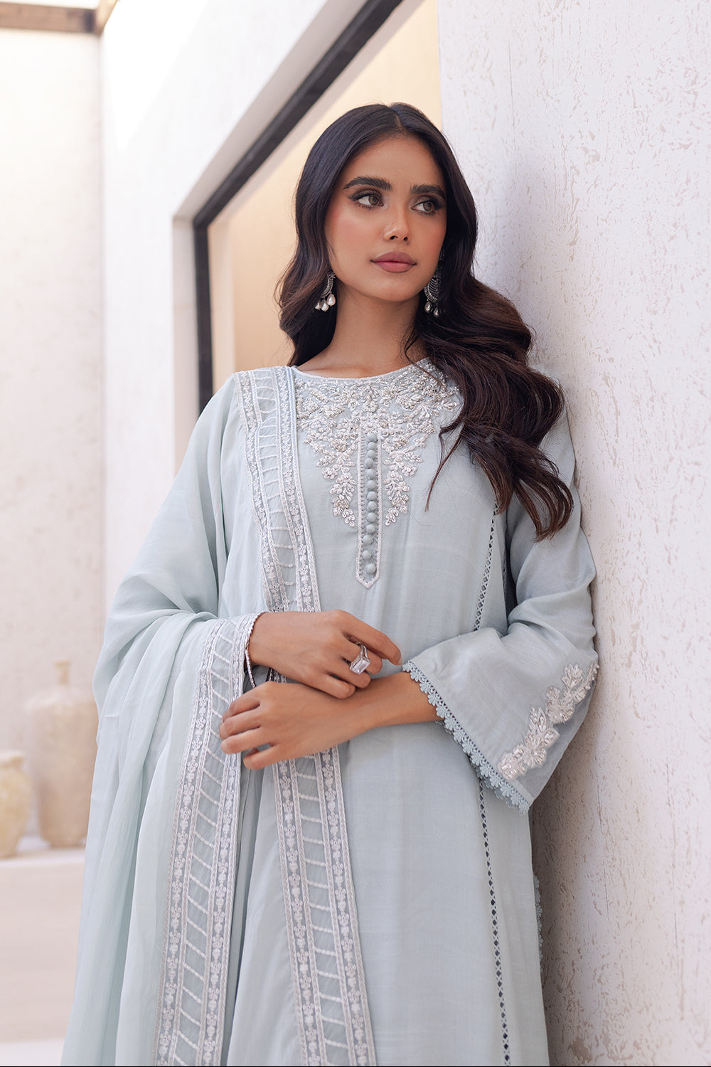 Azure | Ensembles Embroidered Formals | Moss Melody -  Azure Formal - Original Designer Dress - House of Maryam