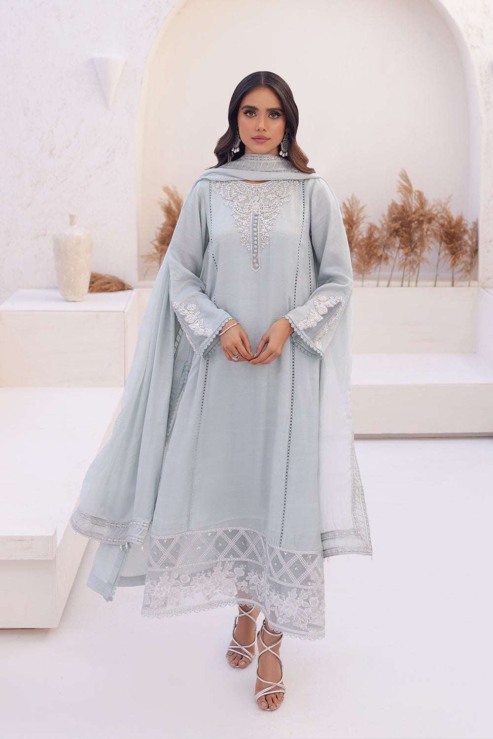 Azure | Ensembles Embroidered Formals | Moss Melody -  Azure Formal -  House of Maryam