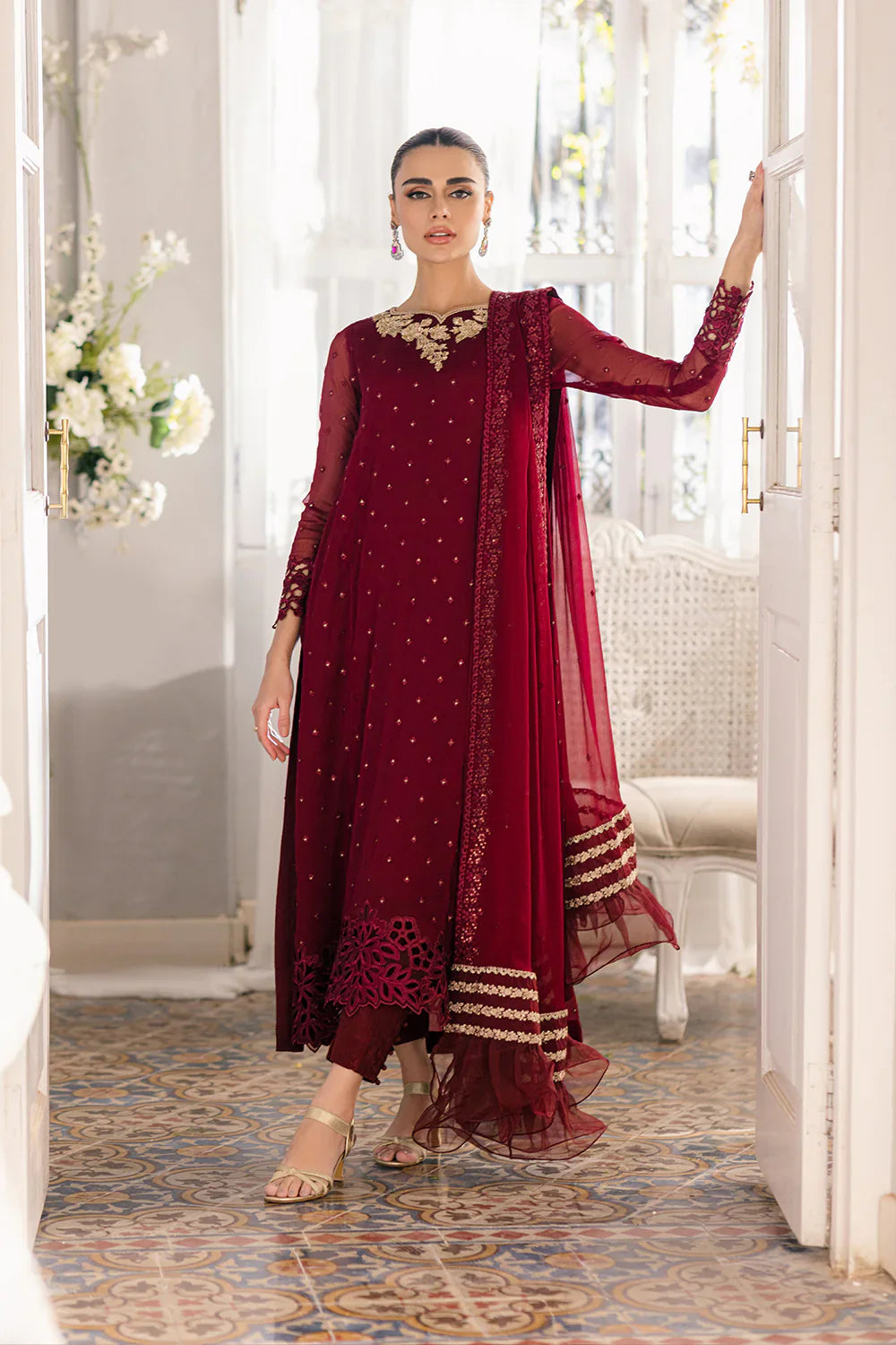 Azure | Ensembles Embroidered Formals | Garnet Glam by Azure - House of Maryam