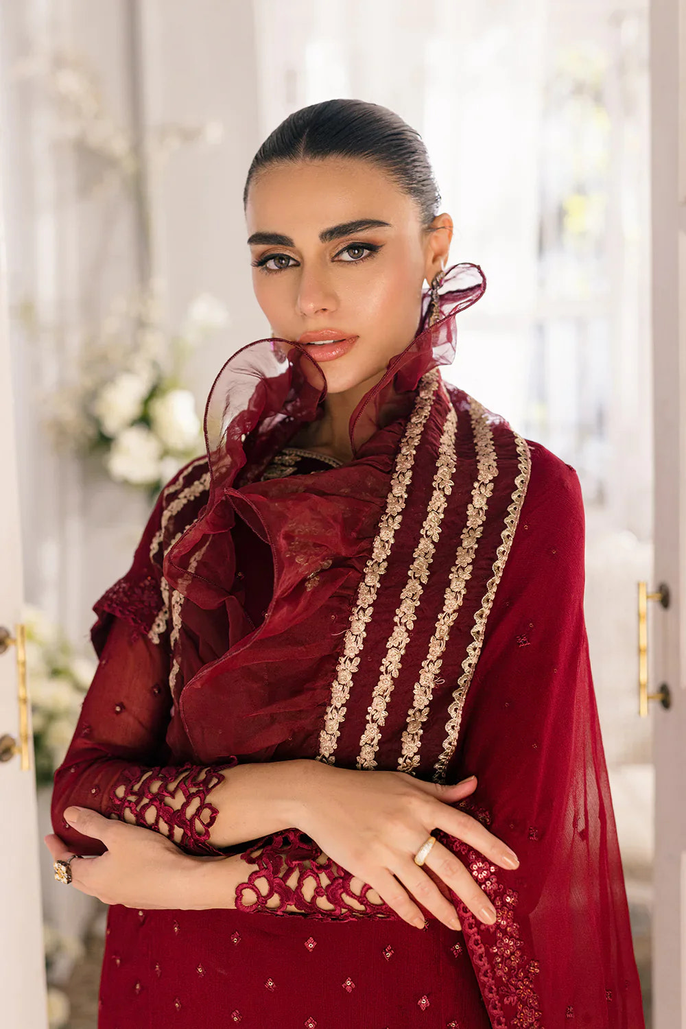 Azure | Ensembles Embroidered Formals | Garnet Glam -  Azure Formal - Original Designer Dress - House of Maryam