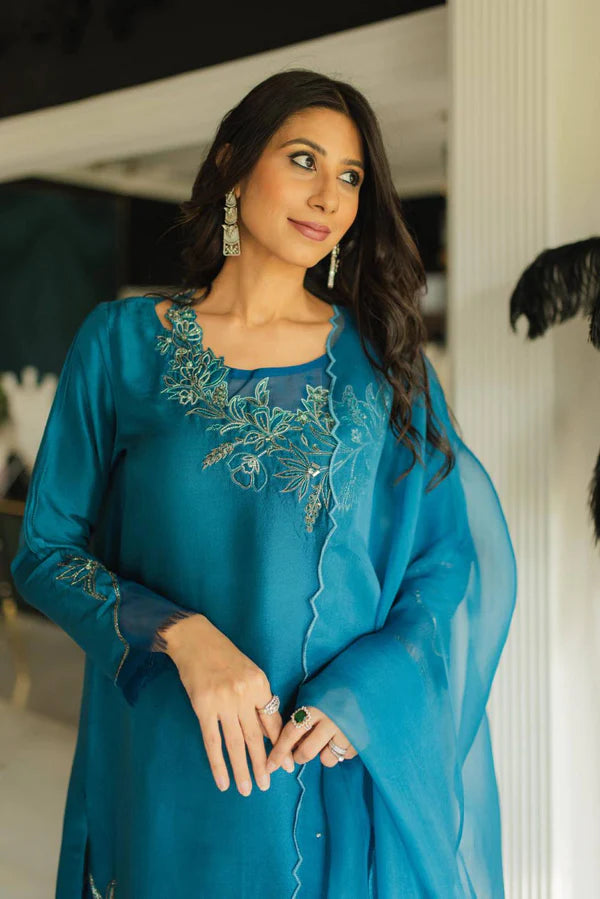 Jeem | Luxury Pret | AZURE TEAL by Designer Jeem - House of Maryam - Pakistani Designer Ethnic Wear in {{ shop.shopifyCountryName }}